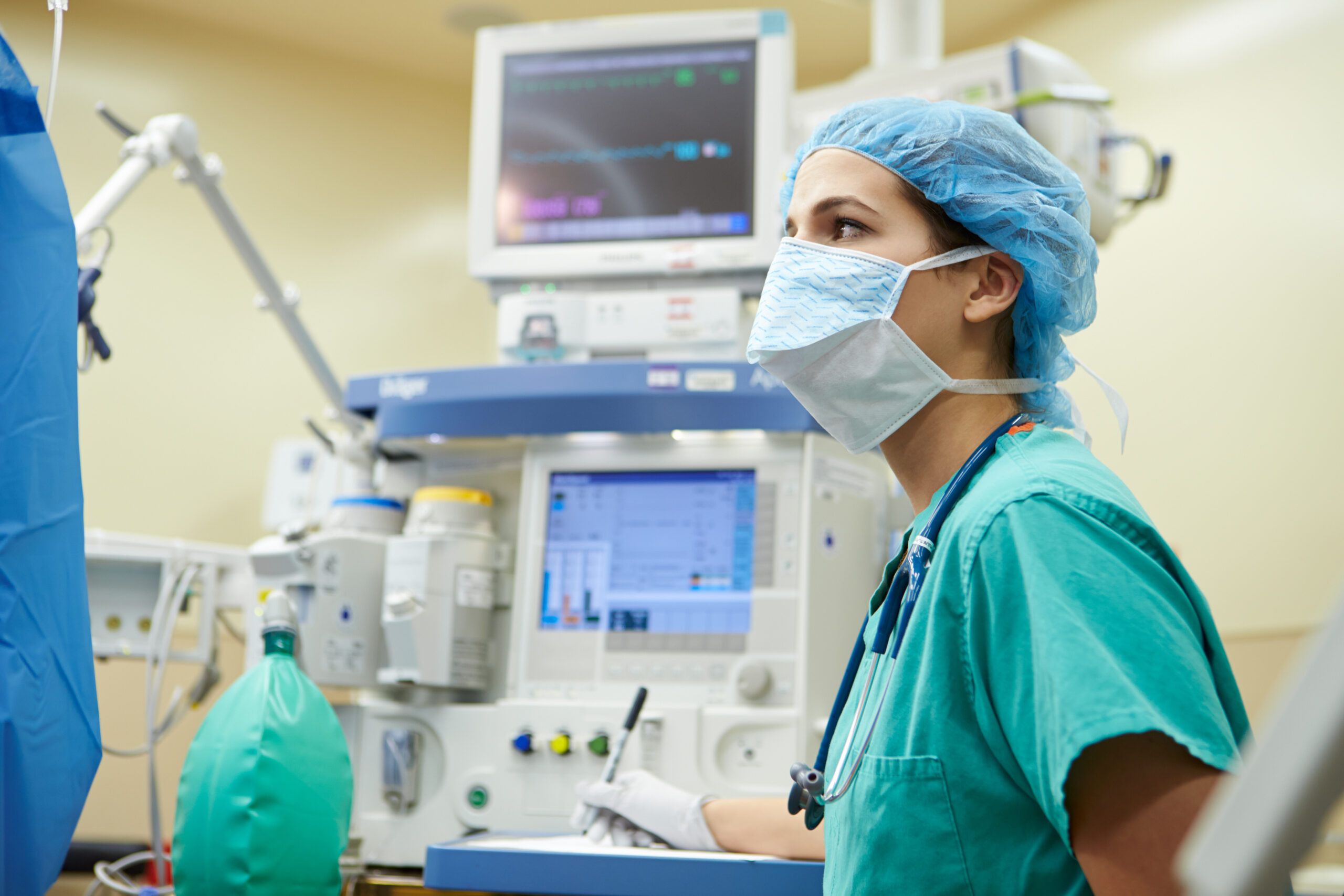 Anaesthetist in operating theatre