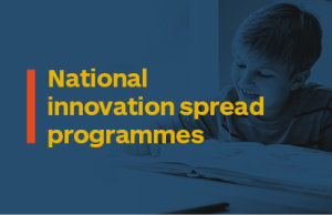Coloured block with text. Text reads: National innovation spread programmes 