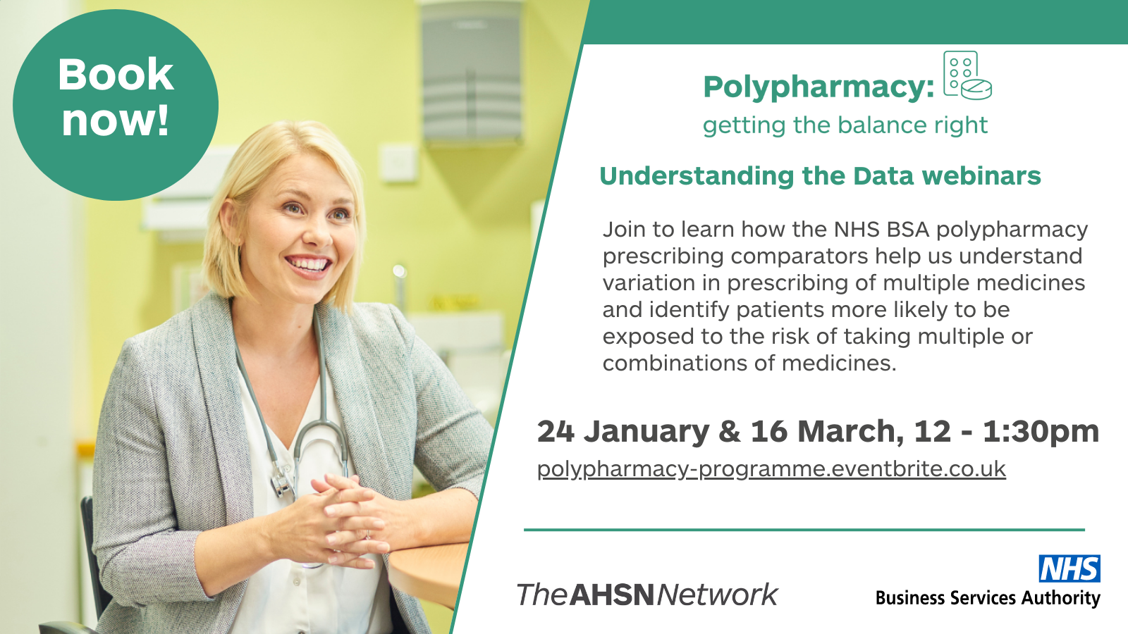 Polypharmacy Programme: Getting the balance right. 24 January & 16 March, 12-1:30pm. Book now!